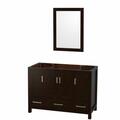 Wyndham Collection Sheffield 48 In. Single Bathroom Vanity In Espresso, No Countertop, No Sink, And 24 In. Mirror WCS141448SESCXSXXM24